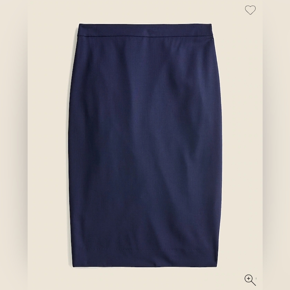 NWT J. Crew No. 2 Pencil® skirt in Italian stretch wool, Navy, Size 0
